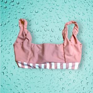 Tularosa Muted Baby Pink Striped Trim Bikini Swim Top Size M